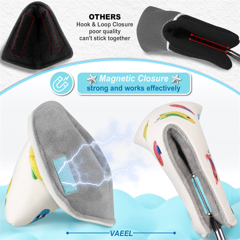 Birdie White Leather Golf Club Blade Putter Head Cover