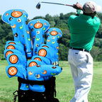 Birdies Blue Leather Golf Iron Head Covers 10pcs/ Set  - Craftsman Golf