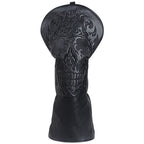 Black Skull Leather Golf Club Driver Head Cover