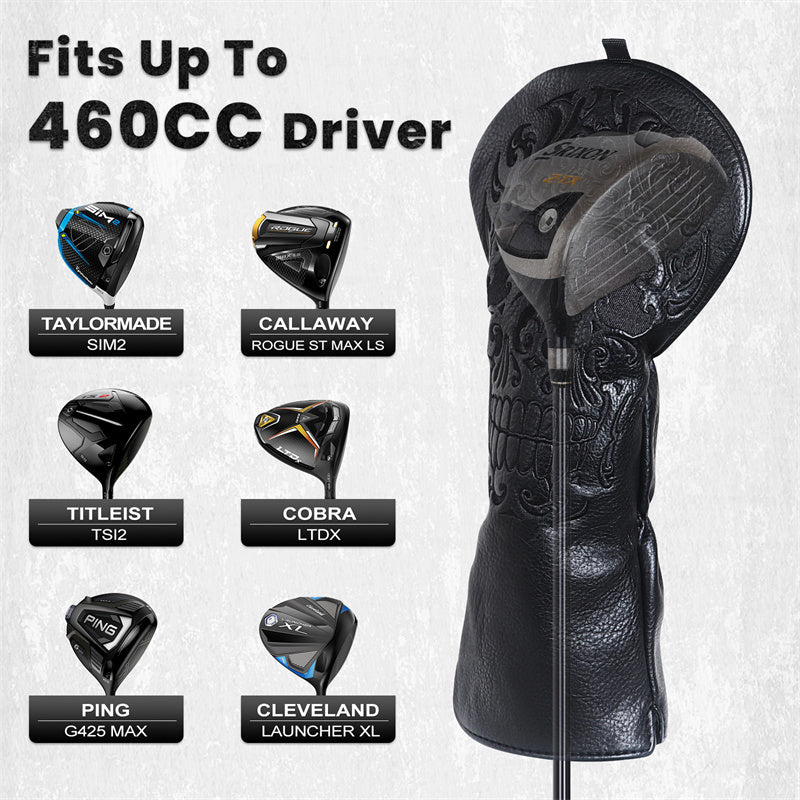 Black Skull Driver Head Cover