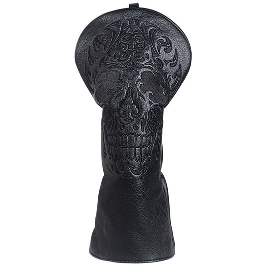 Black Skull Leather Golf Club Driver Headcover
