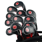 Black & Red Sleeve Clip Iron Head Cover Set 12pcs - Craftsman Golf