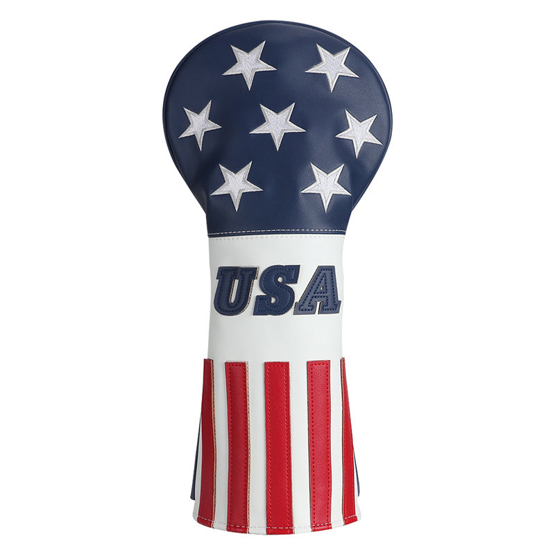 Blue White Leather With Red Stripes Golf Head Covers-CraftsmanGolf