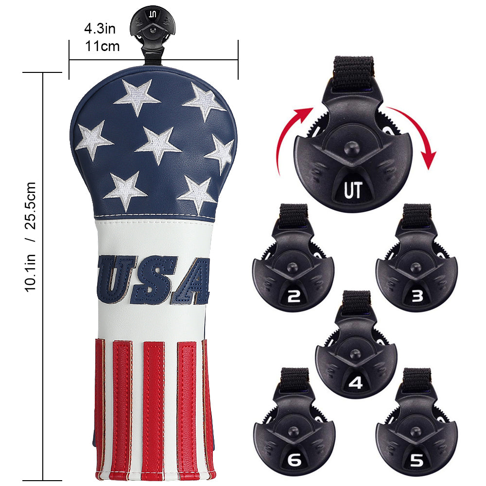 Craftsman Golf Blue White Leather With Red Stripes Golf Head Covers