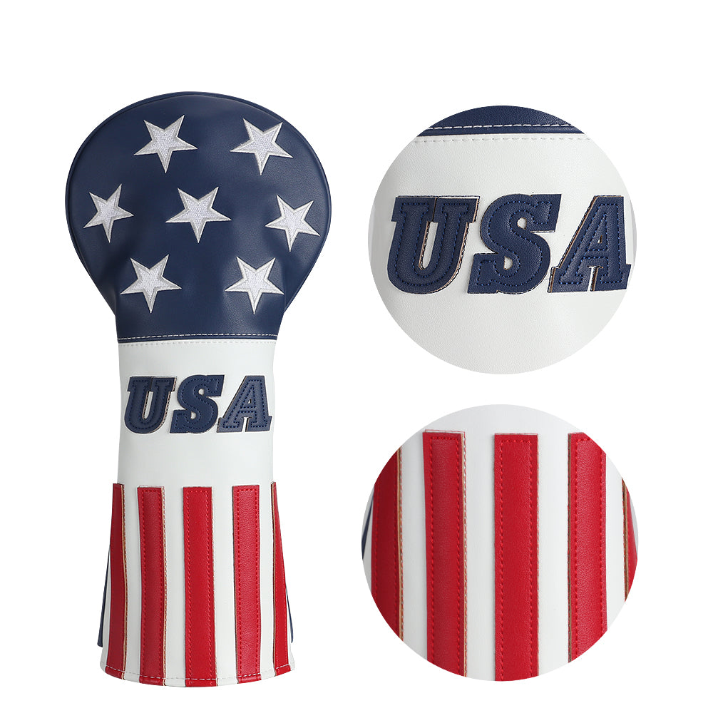 Craftsman Golf Blue White Leather With Red Stripes Golf Head Covers
