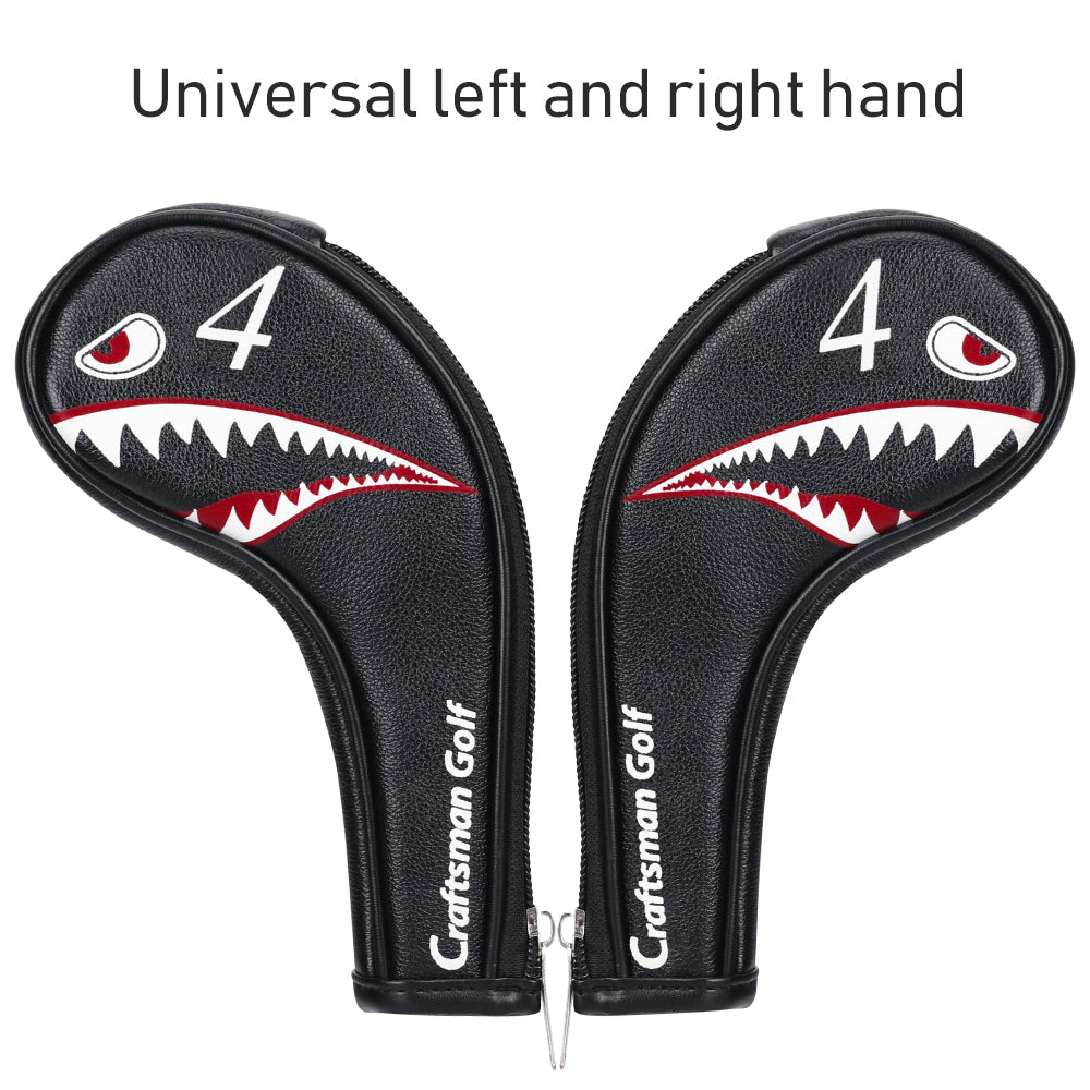 Both Sides Number Printing Shark Zipper Iron Head Cover Set - Craftsman Golf