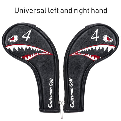 Both Sides Number Printing Shark Zipper Iron Head Cover Set - Craftsman Golf