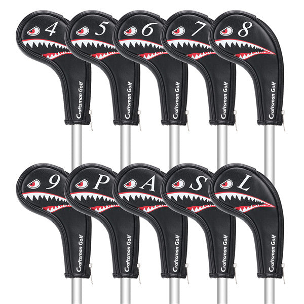 Both Sides Number Printing Shark Zipper Iron Head Cover Set - Craftsman Golf