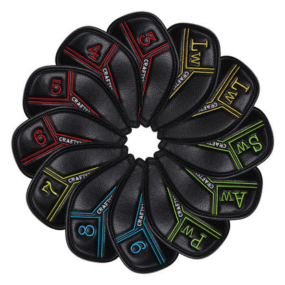 Colorful Number Black Leather Golf Iron Head Cover Set-CraftsmanGolf