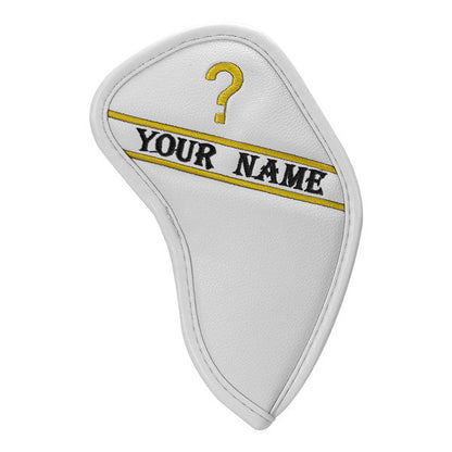 Custom Individual White Leather Iron Head Cover - Craftsman Golf