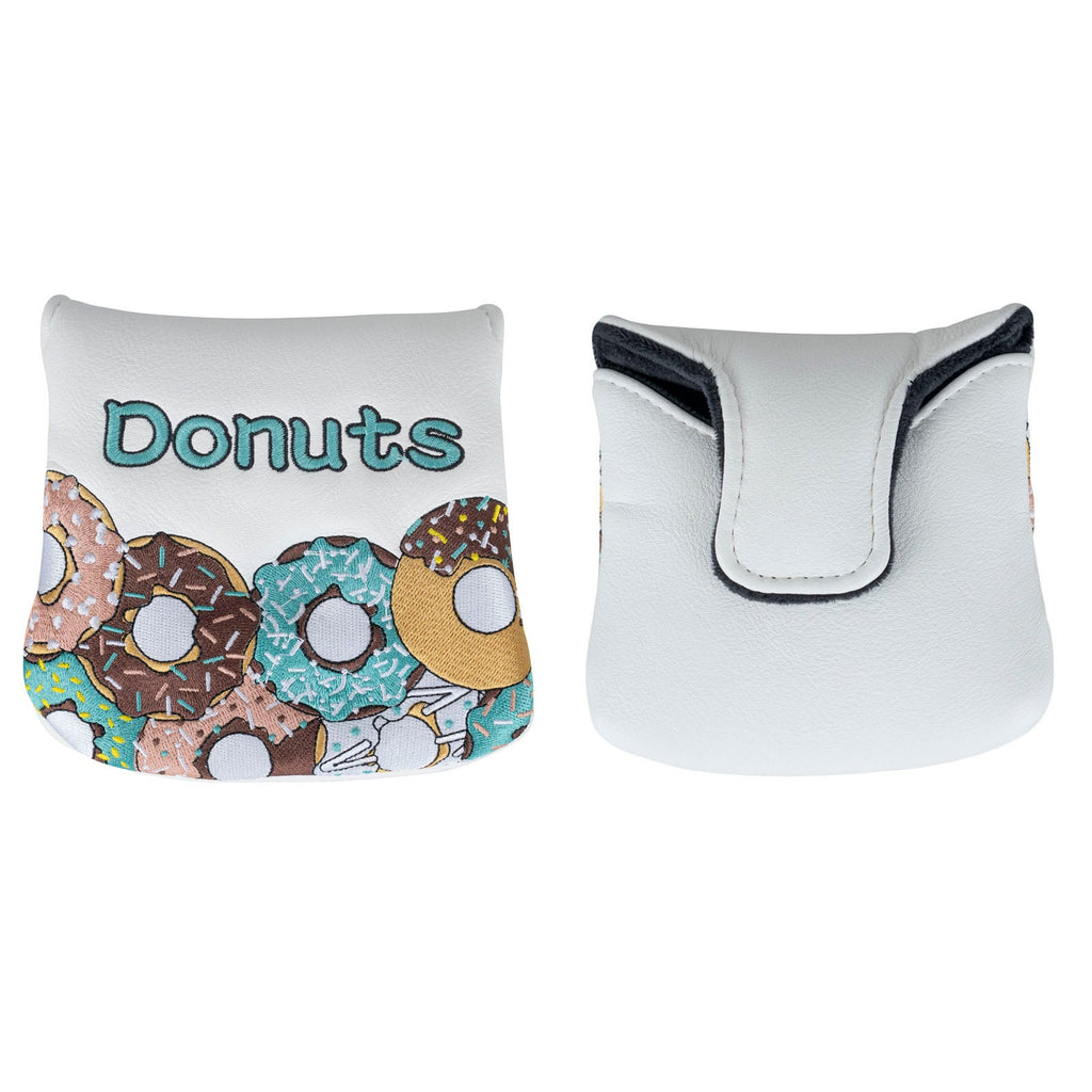 Donuts White Leather Golf Club Large Mallet Putter Head Cover With Magnet Closure - Craftsman Golf
