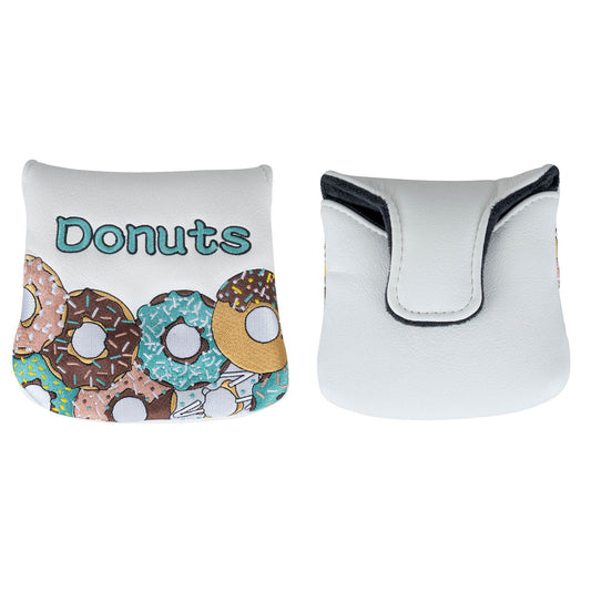 Donuts White Leather Golf Club Large Mallet Putter Head Cover With Magnet Closure - Craftsman Golf