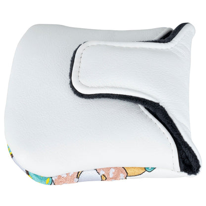 Donuts White Leather Golf Club Large Mallet Putter Head Cover With Magnet Closure - Craftsman Golf