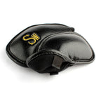 Gold Numbers Embroidered Black Leather Iron Head Cover Set -Craftsman Golf