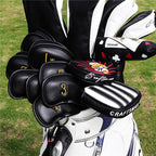 Gold Numbers Embroidered Black Leather Iron Head Cover Set -Craftsman Golf