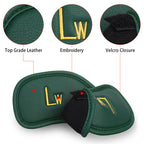 Gold Numbers Embroidered Black Leather Iron Head Cover Set -Craftsman Golf