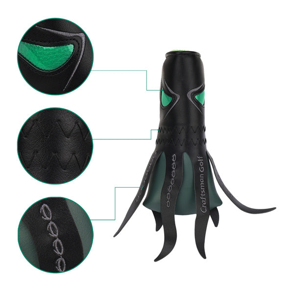 Green Eyes Octopus Pattern Leather Blade Putter Head Cover-Craftsman golf