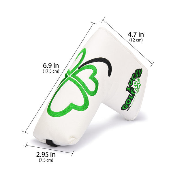 Green Lucky Clover Leather Putter Head Cover-CraftsmanGolf