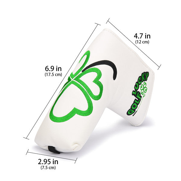 Green Lucky Clover Leather Putter Head Cover-CraftsmanGolf