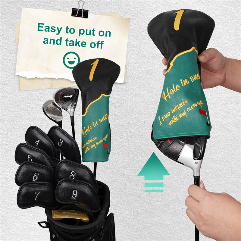 HOLE IN ONE Leather Golf Club Driver Head Cover - Craftsman Golf