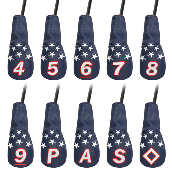 Blue & White Stars Hybrid Iron Head Covers Set-Craftsman Golf