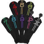 Knitted Colorful Numbers Golf Club Hybrid Iron Head Covers Set 8 Pcs-CraftsmanGolf