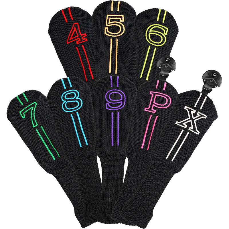 Knitted Colorful Numbers Golf Club Hybrid Iron Head Covers Set 8 Pcs-CraftsmanGolf