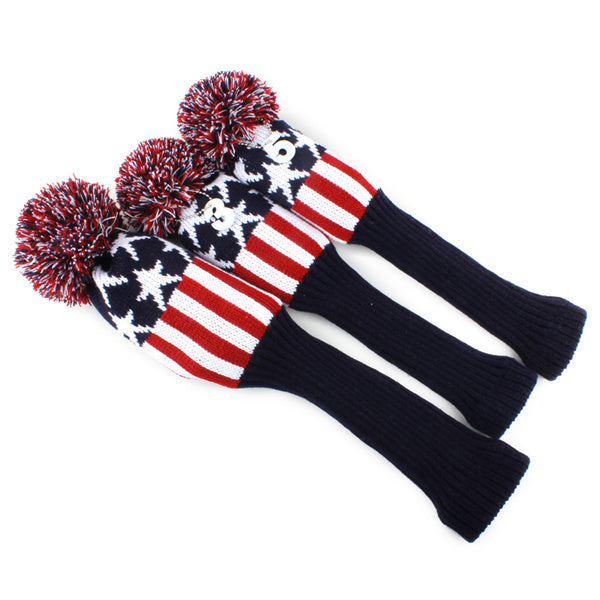 Knitted Stars Pom Pom Wood Head Covers Set 3pcs-CraftsmanGolf