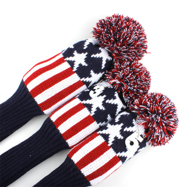 Knitted Stars Pom Pom Wood Head Covers Set 3pcs-CraftsmanGolf