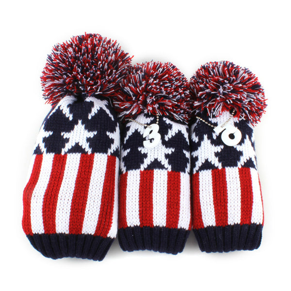 Knitted Stars Pom Pom Wood Head Covers Set 3pcs-CraftsmanGolf