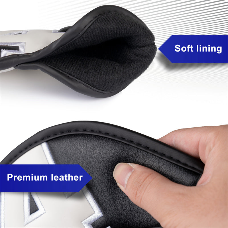 Large Number Leather Magnetic Iron Headcovers 10pcs