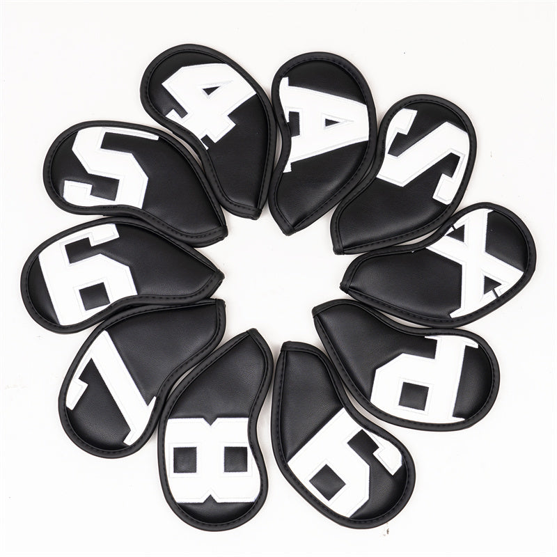 Large Number Leather Magnetic Iron Headcovers 10pcs