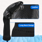 Leather Golf Club Iron Head Covers Set With 3 Hybrid Cover 11 PCS - Craftsman Golf