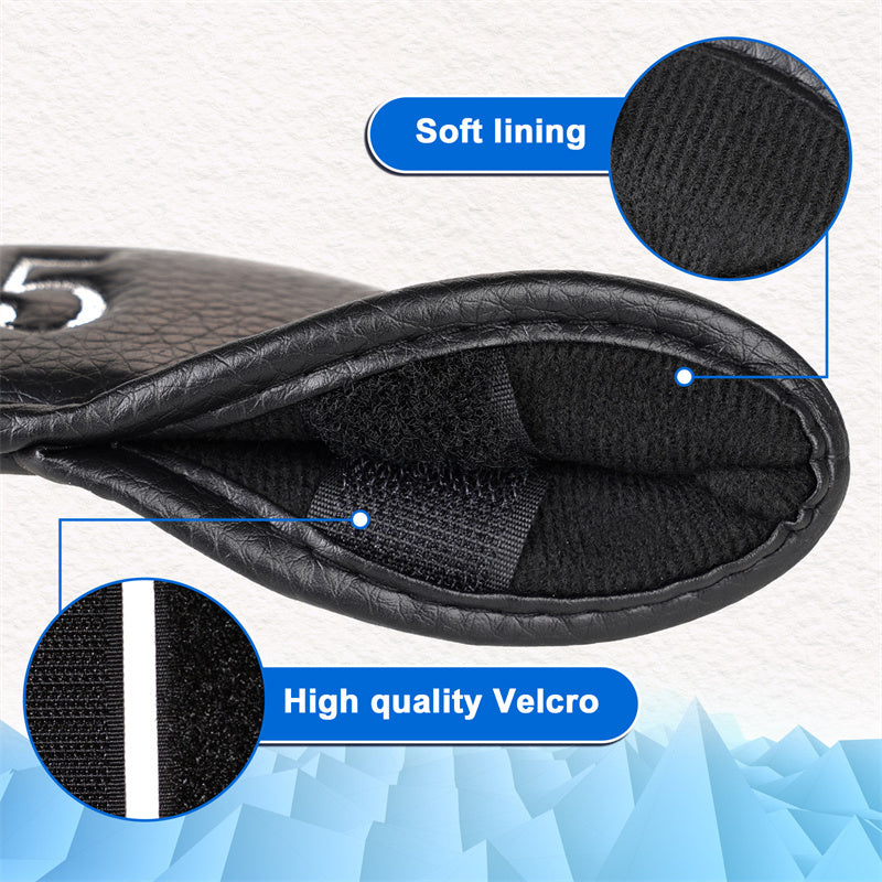 Leather Golf Club Iron Head Covers Set With 3 Hybrid Cover 11 PCS - Craftsman Golf