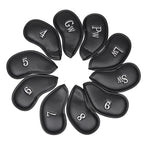 Black Leather Golf Iron Head Covers Set