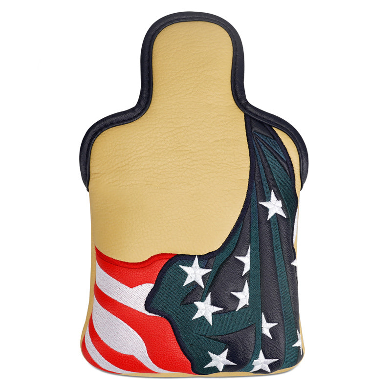 Muddy Yellow PU Leather USA Flag Large Mallet Putter Head Cover - Craftsman Golf