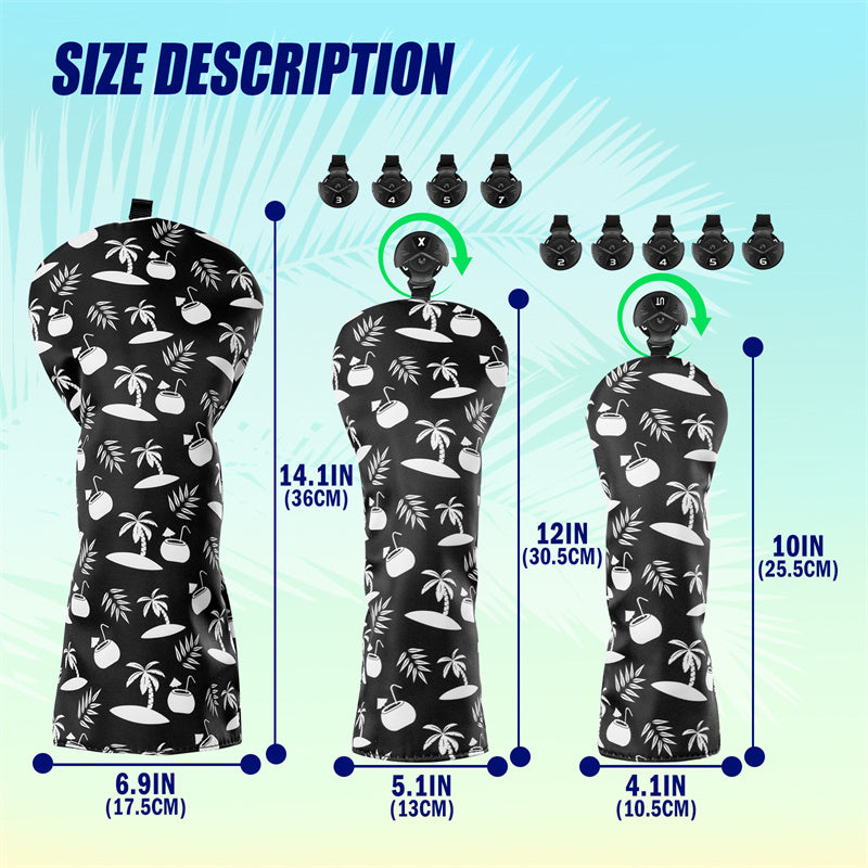 Palm Tree Golf Club Headcovers Set