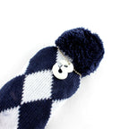 Knitted Checked Pom Pom Golf Wood Head Covers Set 3pcs - Craftsman Golf
