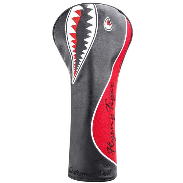 Craftsman Golf Shark Embroidered Black Leather Golf Head Covers