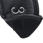 Silver Skull Black Leather Iron Head Covers Set 10pcs(3-9,Pw,Aw,Sw)-Craftsman Golf