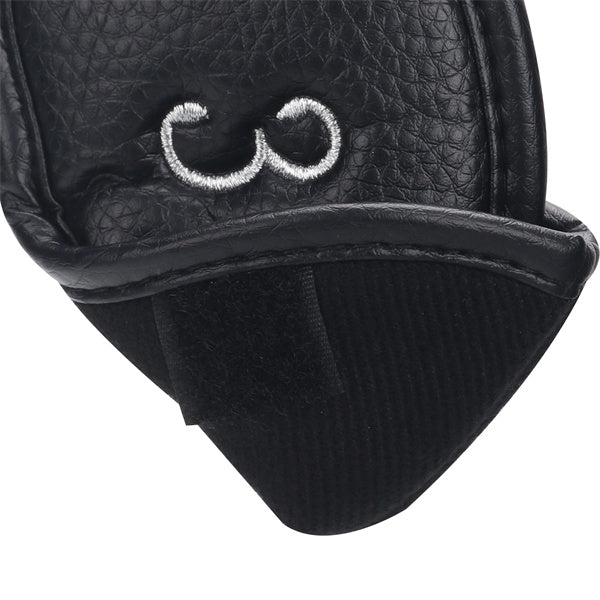 Silver Skull Black Leather Iron Head Covers Set 10pcs(3-9,Pw,Aw,Sw)-Craftsman Golf