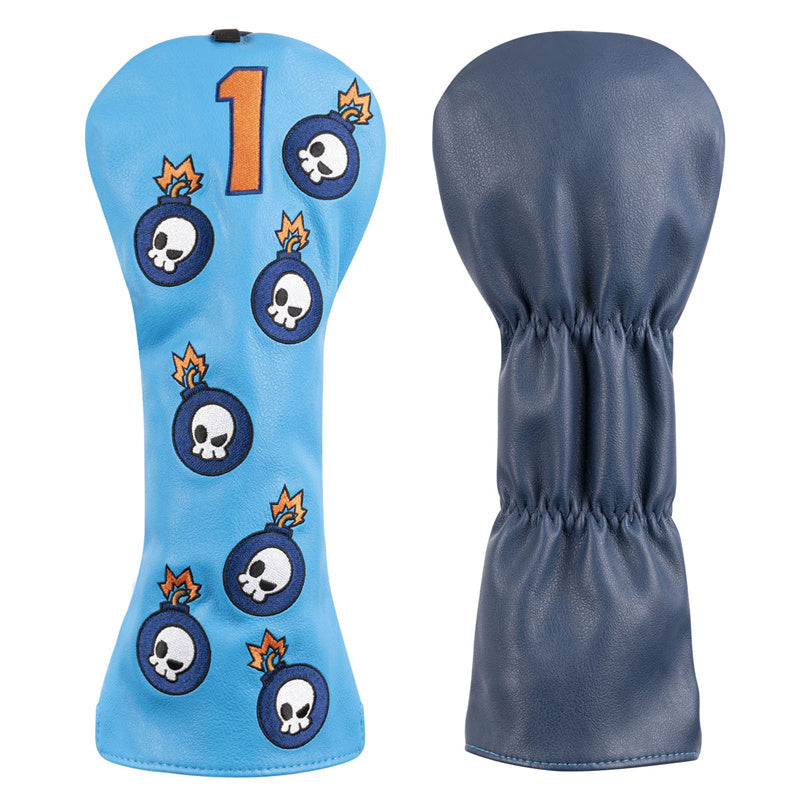 Skull & Bomb Leather Golf Club Driver Head Cover - Craftsman Golf