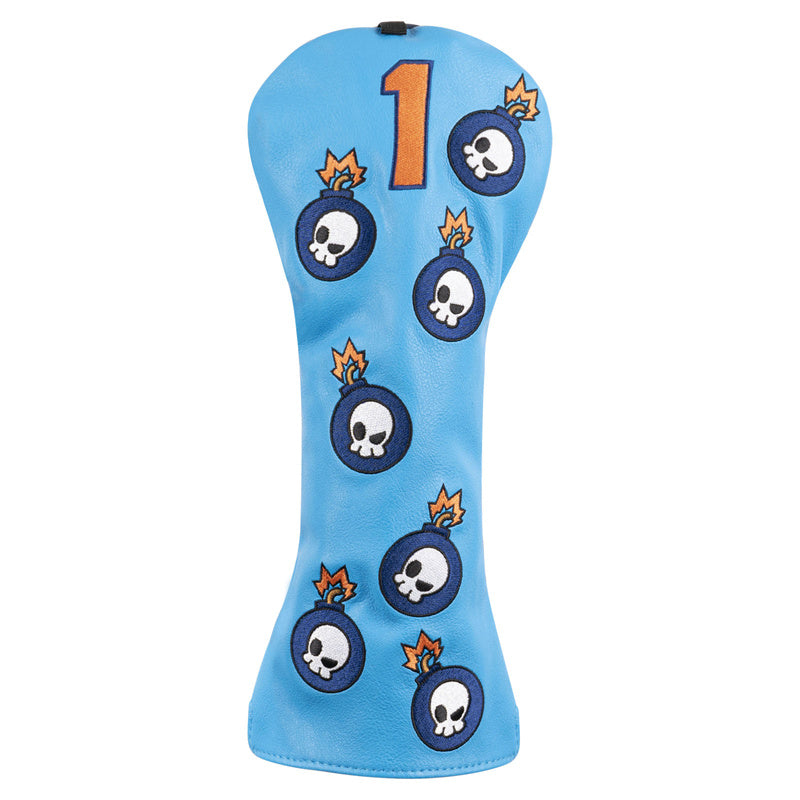 Skull & Bomb Leather Golf Club Driver Head Cover - Craftsman Golf