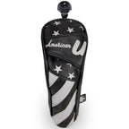 Stars and Stripes Black Leather Golf Wood Head Cover-CraftsmanGolf