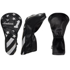 Stars and Stripes Black Leather Golf Wood Head Cover-CraftsmanGolf