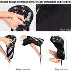 Stars and Stripes Black Leather Golf Wood Head Cover-CraftsmanGolf