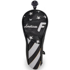 Stars and Stripes Black Leather Golf Wood Head Cover-CraftsmanGolf