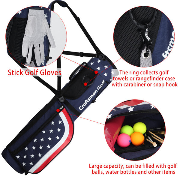 the golf bag has many pockets.