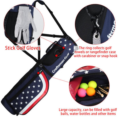 the golf bag has many pockets.