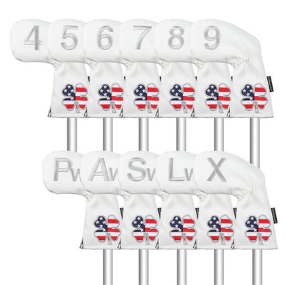 USA Flag Clover Iron Head Covers Set -Craftsman Golf